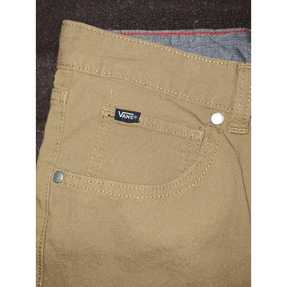 VANS brown Chino Shorts Men's Regular Fit Cotton Blend Flat Front Pockets Logo - Picture 9 of 10